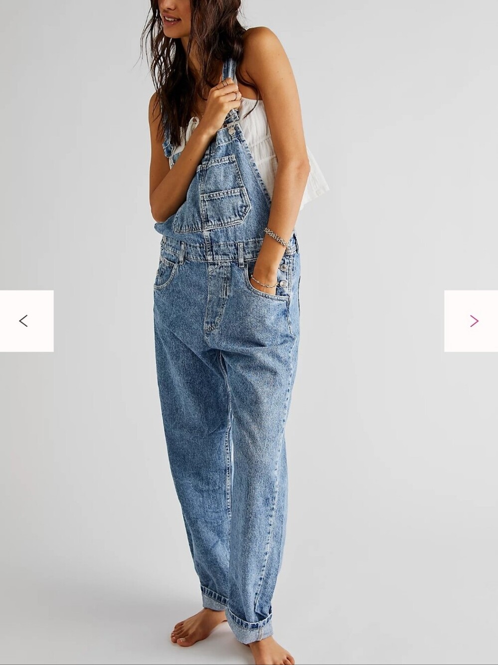 We The FREE Women's Blue Denim Overalls Jeans